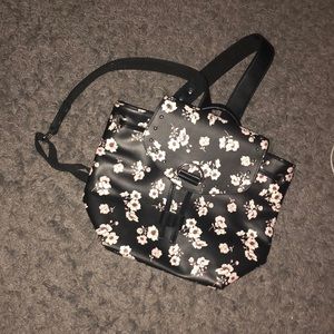 Small Black backpack with flowers